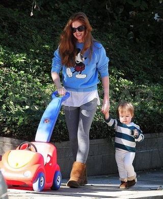 Isla fisher with olive out in LA.sacha baron